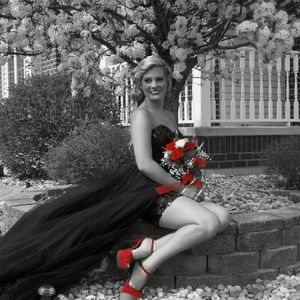 Mac duggal black high low prom dress size 2