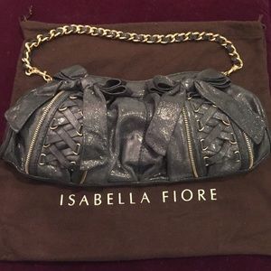 Isabella Fiore Gray Metallic Clutch