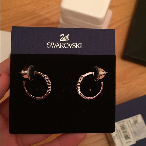 Swarovski crystal pink hoop earrings