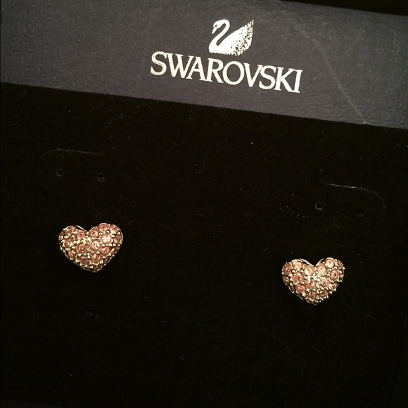 Swarovski pink heart earrings