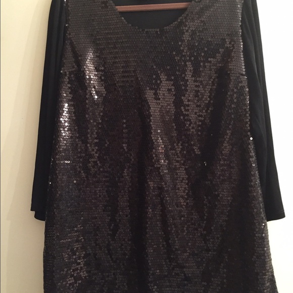 Women's black sequined knit tunic