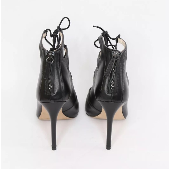 ZARA Black High Heels Leather Ankle Lace Up Boots - Picture 4 of 4