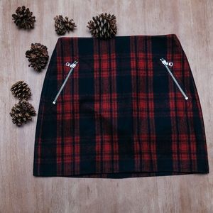 GAP Red Plaid Wool Mini Skirt
