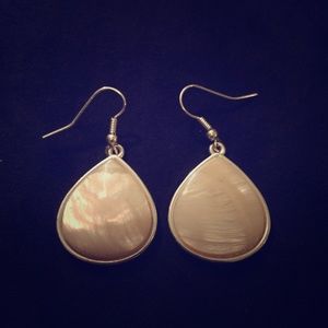 Iridescent white and silver dangles