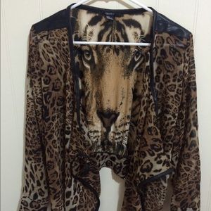Tiger Blazer With Zipper and Faux Leather