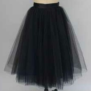 Black tulle midi skirt