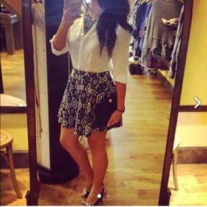 Sold! Geometric Aztec black and white skater skirt