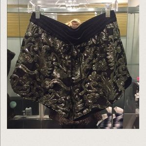 H&M Shorts - H&M Trend Black & Gold Sequin Embroidered Shorts H&M Shorts - H&M Trend Black & Gold Sequin Embroidered Shorts