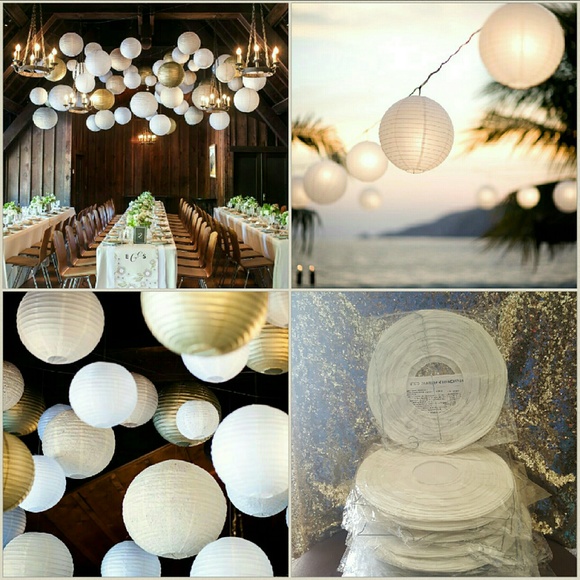 White paper lanterns w/led lights