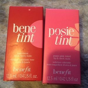 Benefit lip and cheek stain (rose and poppy-pink)