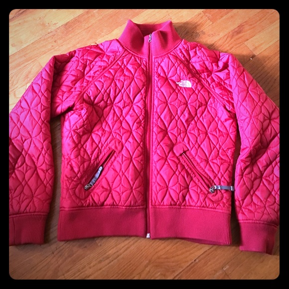 RED Northface woman's bomber jacket