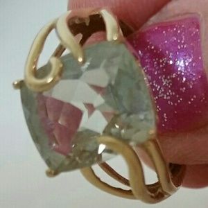 14K Gold Green Amethyst Ring