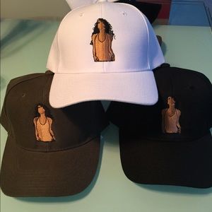 Aaliyah inspired baseball cap in black/White/olive