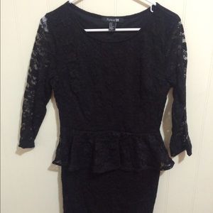 Black Peplum Lace Dress