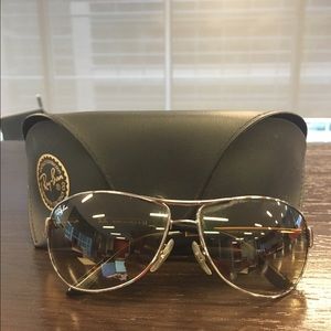 Ray Ban Sunglasses black and silver!! Hardly used!