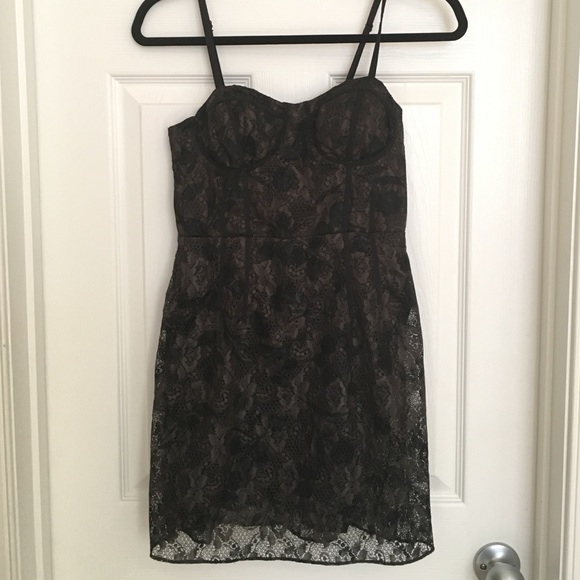 Black Lace Bustier-styling Mini Dress