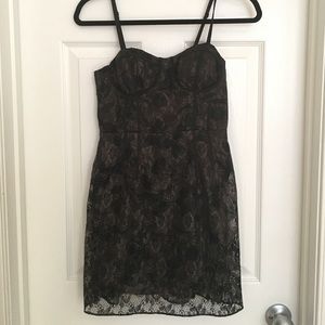 Black Lace Bustier-styling Mini Dress