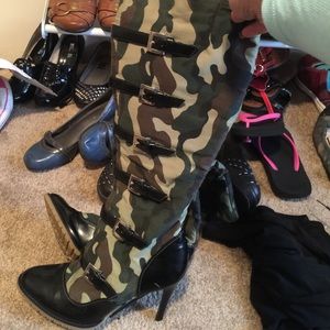 Tall knee high Camo boots