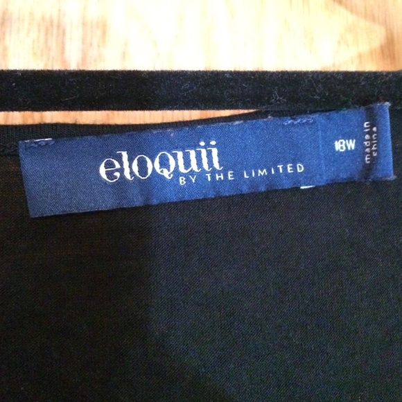 Black top w/ sheer panel at chest with sequin tie. - Picture 3 of 4