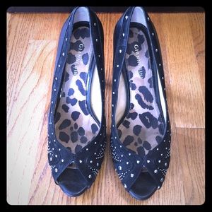 Black sexy studded heels