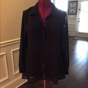 Chiffon black tuxedo shirt