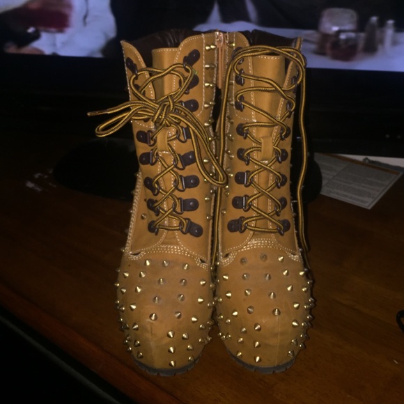 Tan studded heels