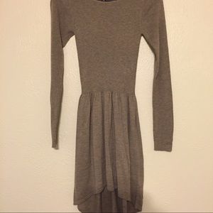 Tan sweater dress.