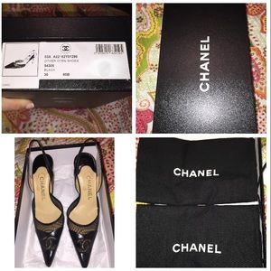 Chanel Black Sling Back Pumps
