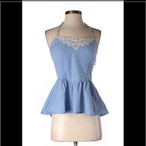 Free People blue lace tank top