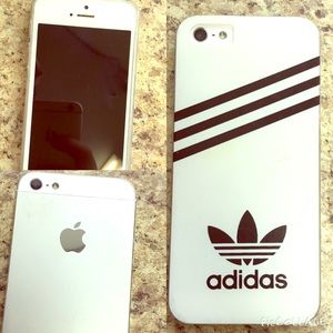 iPhone 5 White/grey  with Adidas case 16 GB
