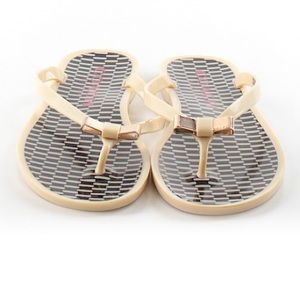 Coach Landon Gold bow jelly flip flops 100% Auth