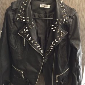Spiked Faux Leather Jacket