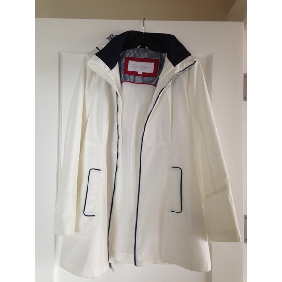 Jessica Simpson white rain coat