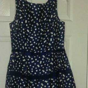 Navy and white polka dot party dress