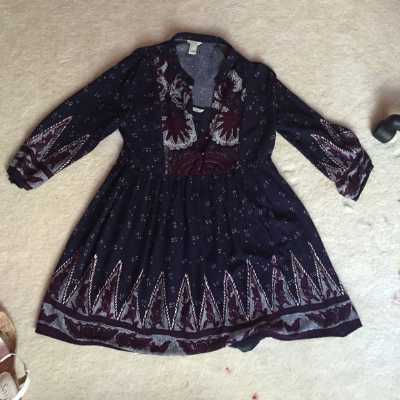 Peasant Dress bell sleeve Tribal Aztec Print F21😍