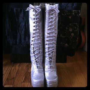 Silver Glitter Go-Go Boots