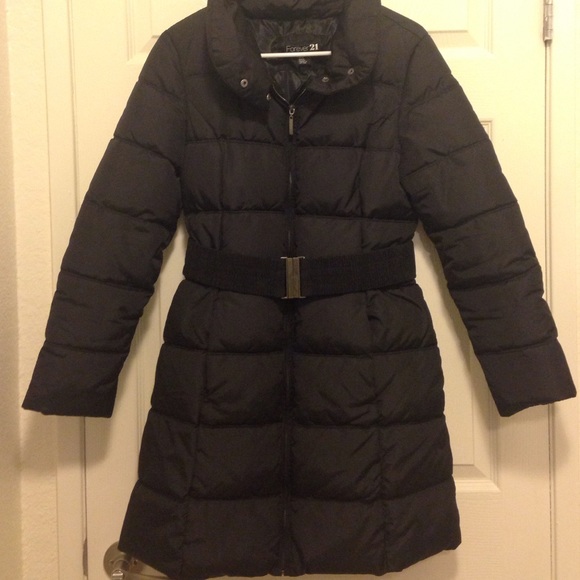 F21 Black Puffy Trench Coat