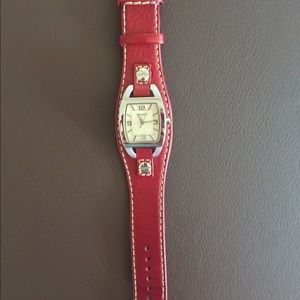 Fossil Watch red leather