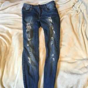 High waisted skinny jeans