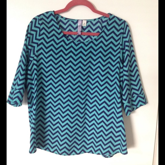 Teal and blue top