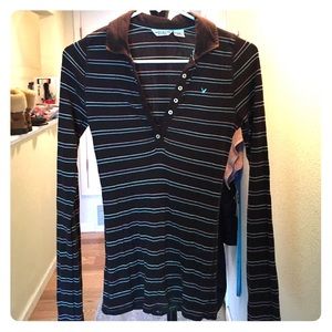 American Eagle long sleeve striped polo.