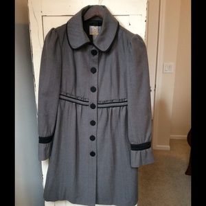 Ladylike Gray Coat with Black Accents, Size Medium