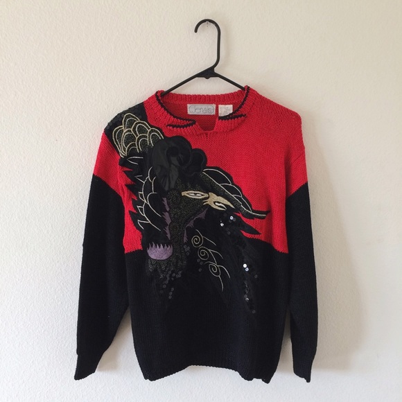 Vintage "Crane" Embroidered Sweater
