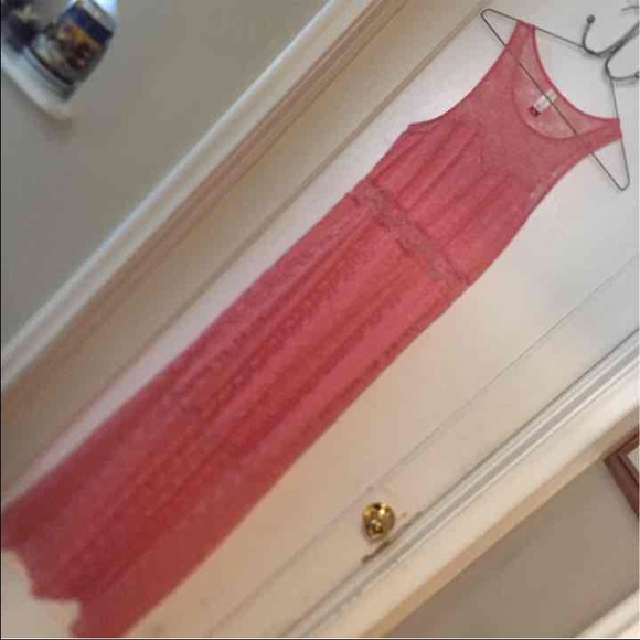 Long pink lace dress