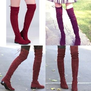 Red wine/burgundy suede  knee high boots 6.5