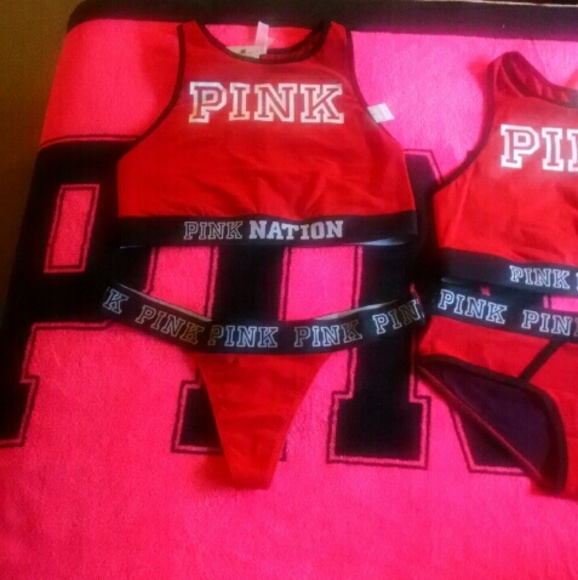 Pink nation bra set medium