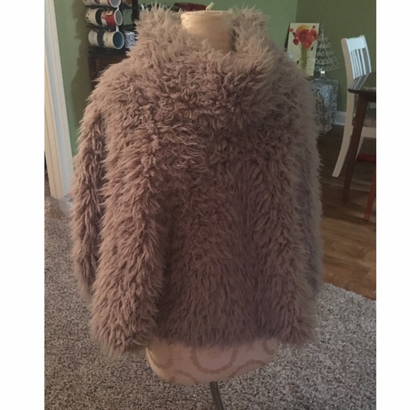 Velvet faux fur poncho