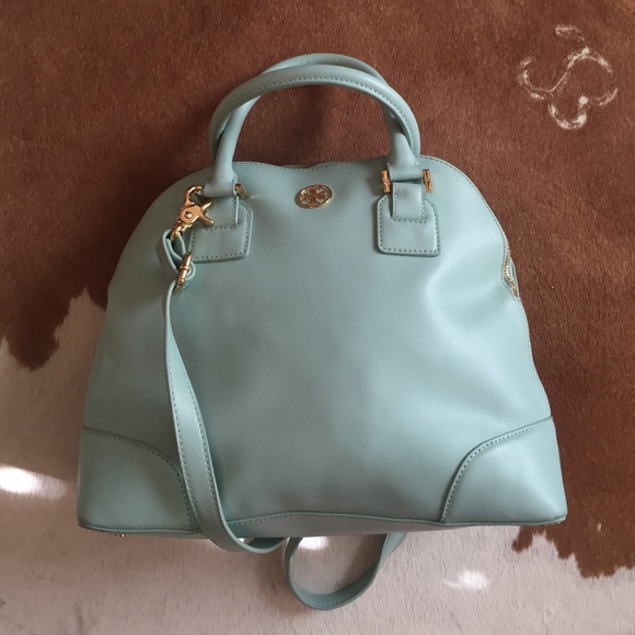 Large Tory Burch Robbins Egg Blue Satchel