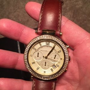 Michael kors gold watch, leather strap