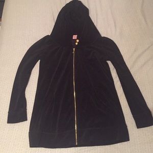 JUICY COUTURE black velour hooded zip up